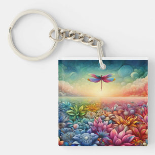 The Dance of Dragonfly Button Key Ring