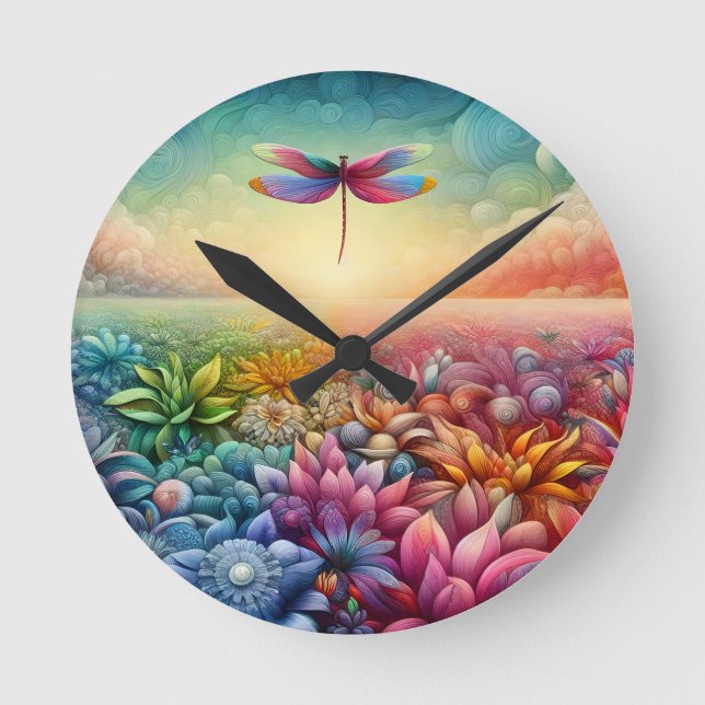 The Dance of Dragonfly Round Clock (Front)