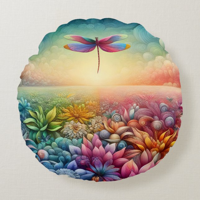 The Dance of Dragonfly Round Cushion (Front)
