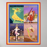 The Dance (one of a set of 3) Poster<br><div class="desc">Collage of 4 vintage magazine covers from "The Dance" magazine from the 1920's.  The bright colours and artwork are amazing for that era. Look two more of these collages for a wonderful set for you wall.</div>