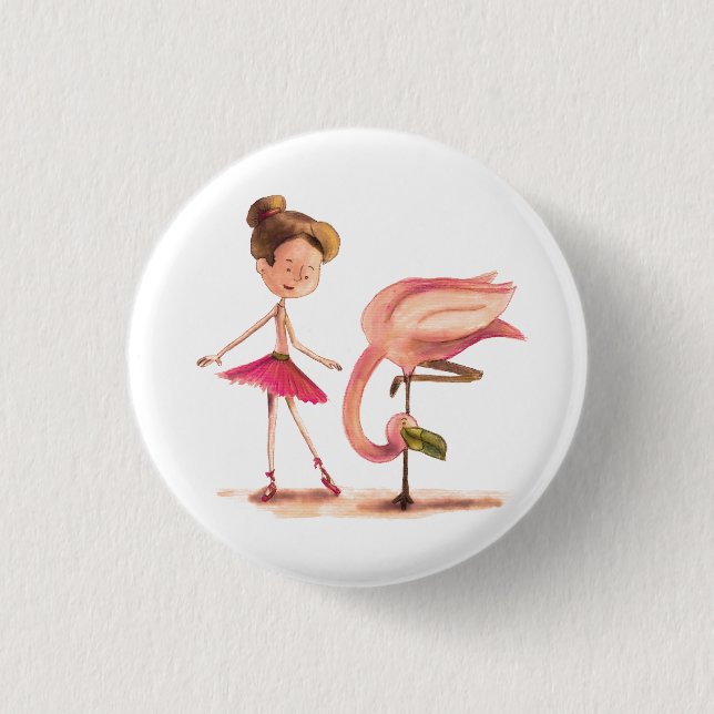 The Dancer and the Flamingo 3 Cm Round Badge (Front)