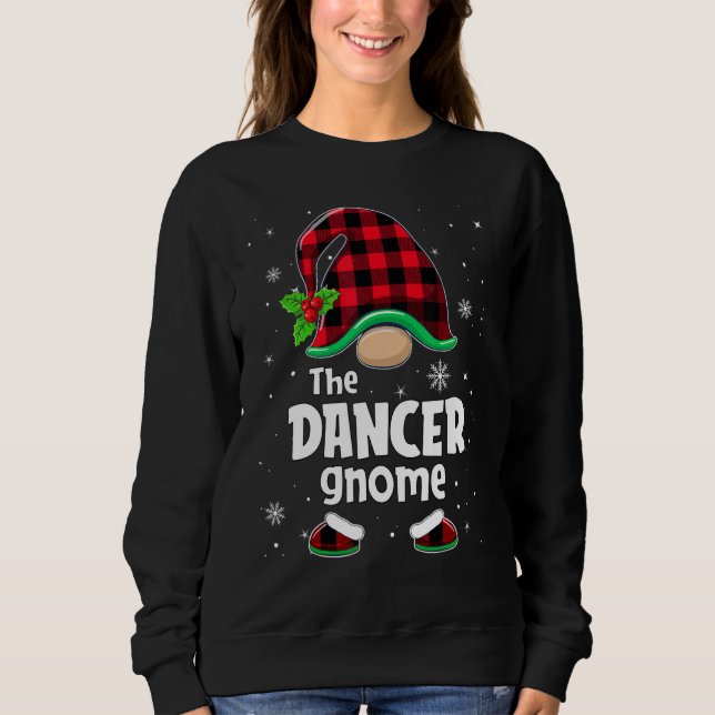 The Dancer Gnome Buffalo Plaid Christmas Matching  Sweatshirt (Front)