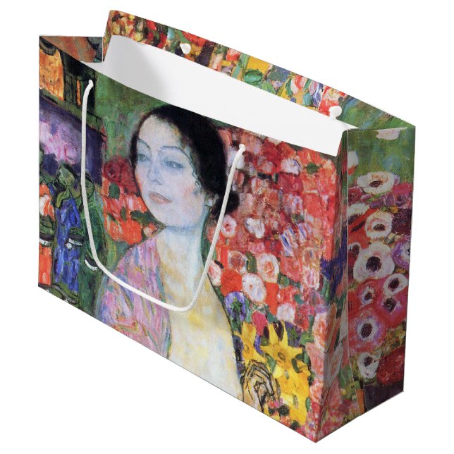The Dancer, Gustav Klimt Large Gift Bag (Front Angled)