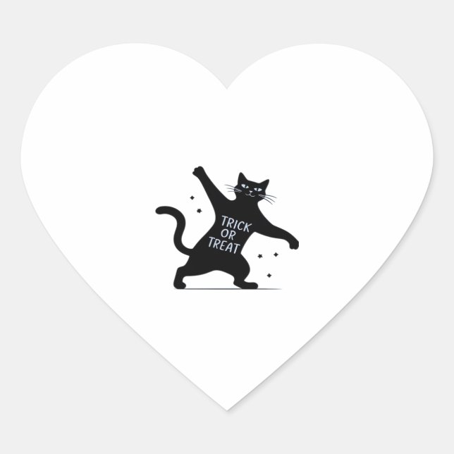 The Dancing Black Cat's Spooktacular Trick-or-Trea Heart Sticker (Front)