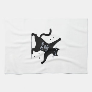 The Dancing Black Cat's Spooktacular Trick-or-Trea Tea Towel