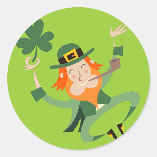 The Dancing Leprechaun Classic Round Sticker (Front)