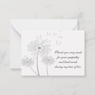 The Dandelion Flower After Funeral Thank You Cards