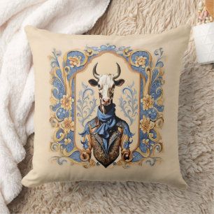 The Dapper CowBoy Funny Modern Cow Art Cushion