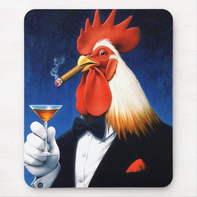 The Dapper Rooster | Funny Gentleman's Club Mouse Pad (Front)