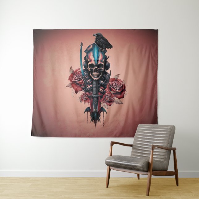  The Dark and Mysterious World of Gothic Skull Tapestry (In Situ (Horizontal))