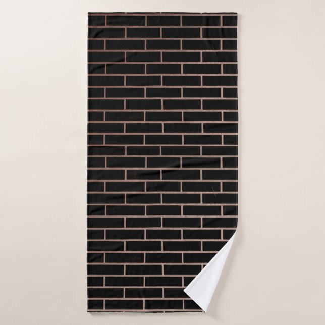 The dark black brick wall has a rough surface as a bath towel (Bath Towel)