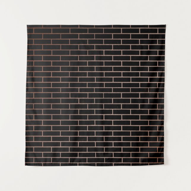 The dark black brick wall has a rough surface as a tapestry (Front)