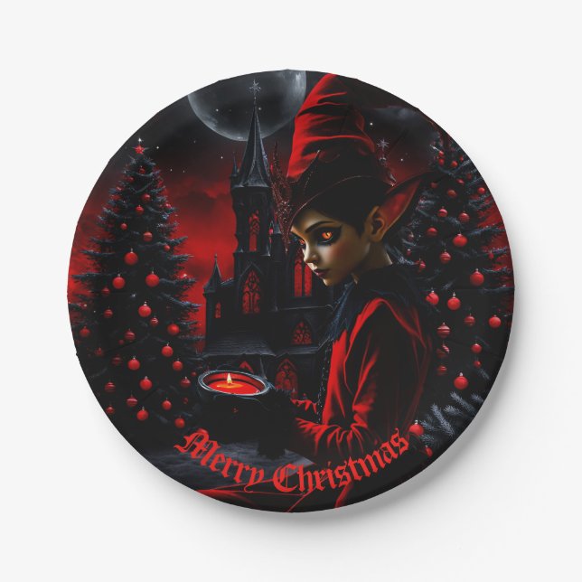 The dark christmas time.  paper plate (Front)