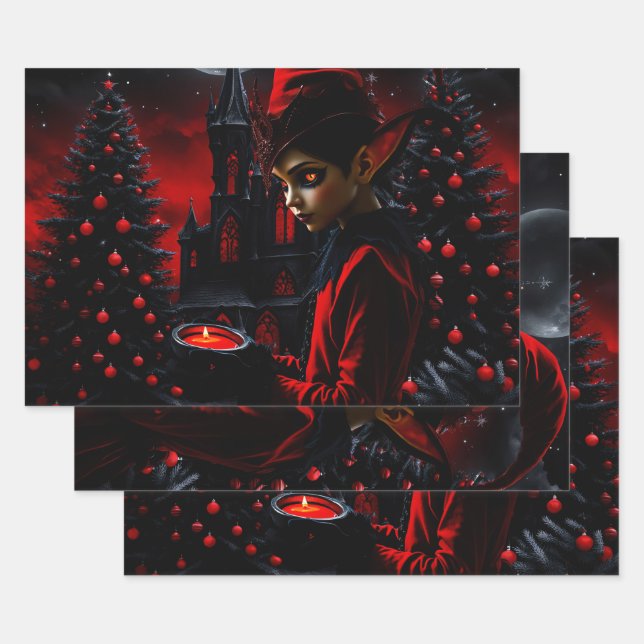 The dark christmas time.  wrapping paper sheet (Set)