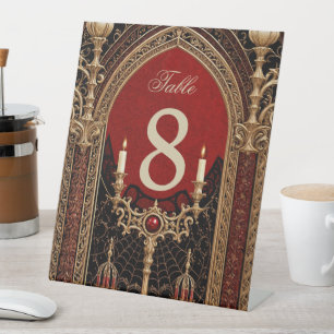 The dark elegance of the Gothic style. Pedestal Sign