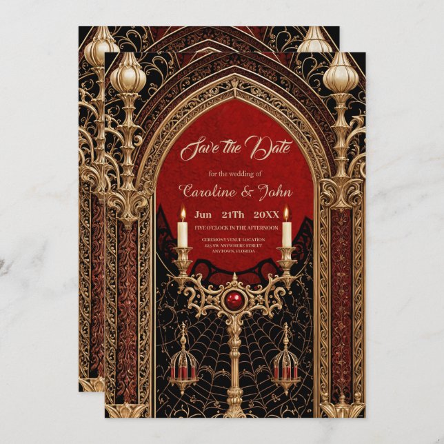 The dark elegance of the Gothic style. Save The Date (Front/Back)