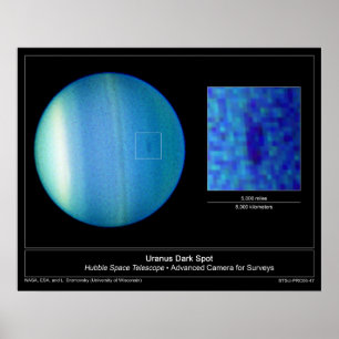 The Dark Spot on Planet Uranus from the Hubble Poster