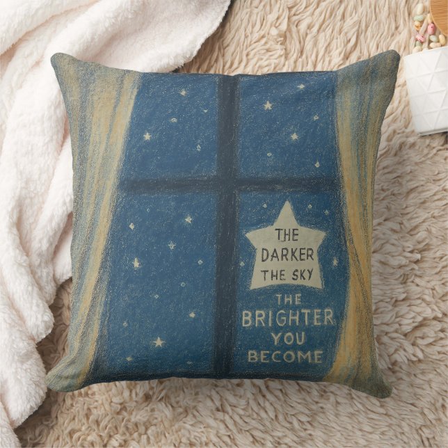 The Darker the Sky Inspirational Moonlight Throw Cushion (Blanket)