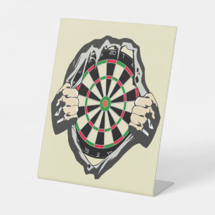 The dartboard on your chest! pedestal sign