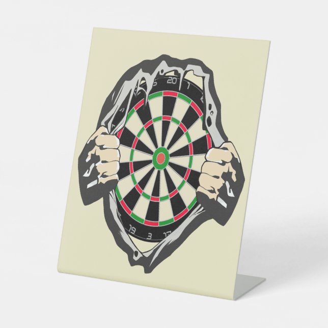 The dartboard on your chest! pedestal sign (Front)