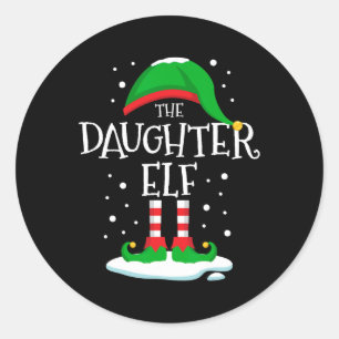 The Daughter Elf Christmas Family Matching Xmas Gr Classic Round Sticker