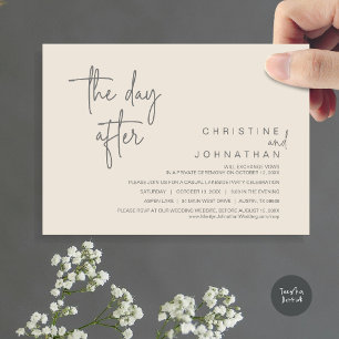 The Day After, Post Wedding Party, Cream Dark Grey Invitation