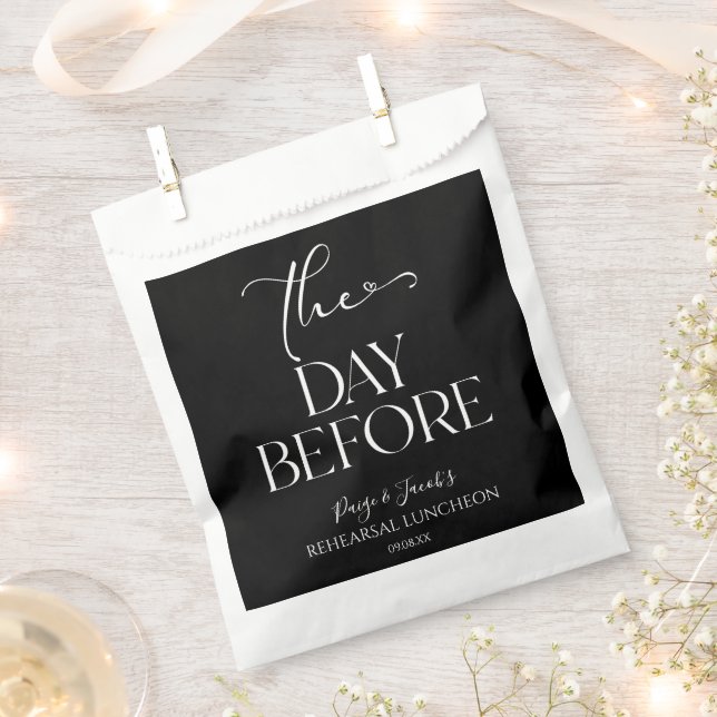 The Day Before Minimal Wedding Rehearsal Luncheon Favour Bag (Clipped)