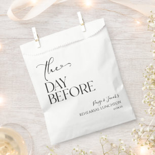 The Day Before Minimal Wedding Rehearsal Luncheon Favour Bag
