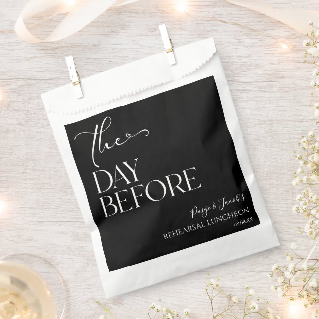 The Day Before Minimal Wedding Rehearsal Luncheon Favour Bag (Clipped)