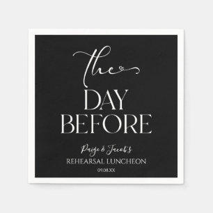 The Day Before Minimal Wedding Rehearsal Luncheon Napkin
