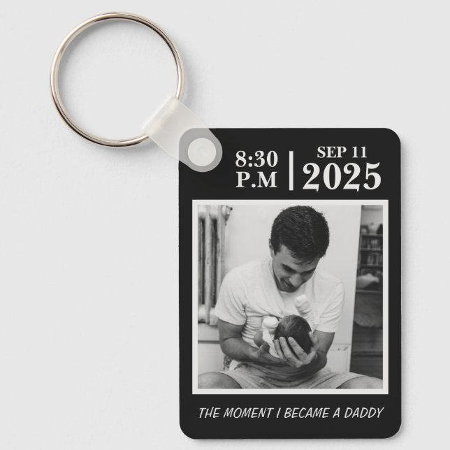 The Day I Became a Dad, Personalised Birth Memory Key Ring (Front)