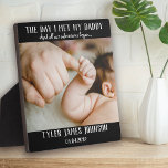 The Day I Met My Daddy Photo First Father's Day Plaque<br><div class="desc">Add a photograph of your baby on the day they met their daddy,  as well as their name and date of birth for a first Father's Day gift that will be treasured forever.</div>