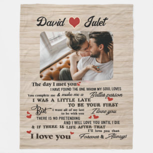 The Day I Met You Personalised Custom Couple Photo Fleece Blanket
