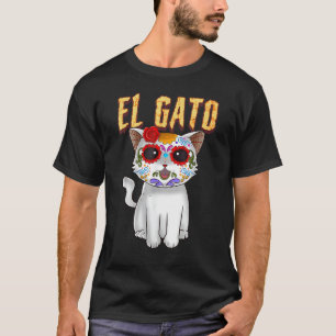 The Day of Dead Cute Sugar Skull Cat Dia de Los Mu T-Shirt