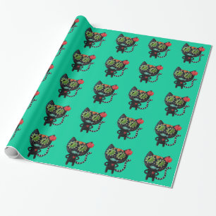 The Day of The Dead Black Cat Wrapping Paper
