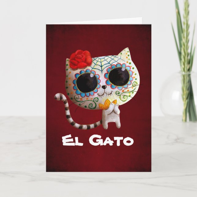 The Day of The Dead Cute Cat Card (Front)