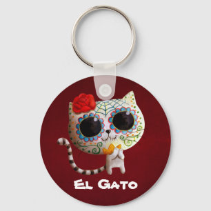 The Day of The Dead Cute Cat Key Ring