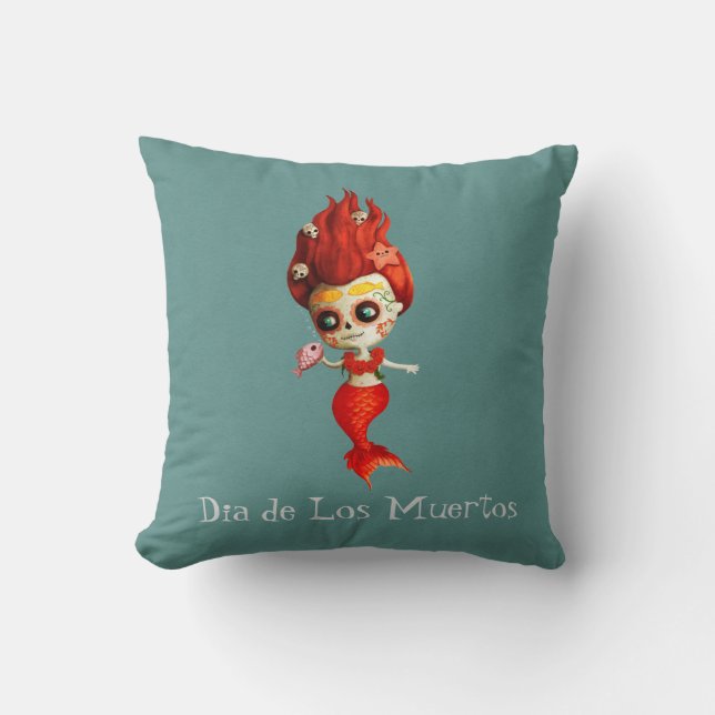 The Day of The Dead Mermaid Cushion (Front)