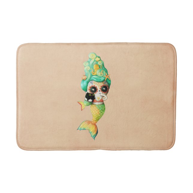 The Day of The Dead Mermaid Girl Bath Mat (Front)