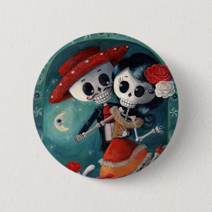 The Day of The Dead Skeleton Lovers 6 Cm Round Badge