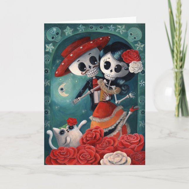 The Day of The Dead Skeleton Lovers Card (Front)