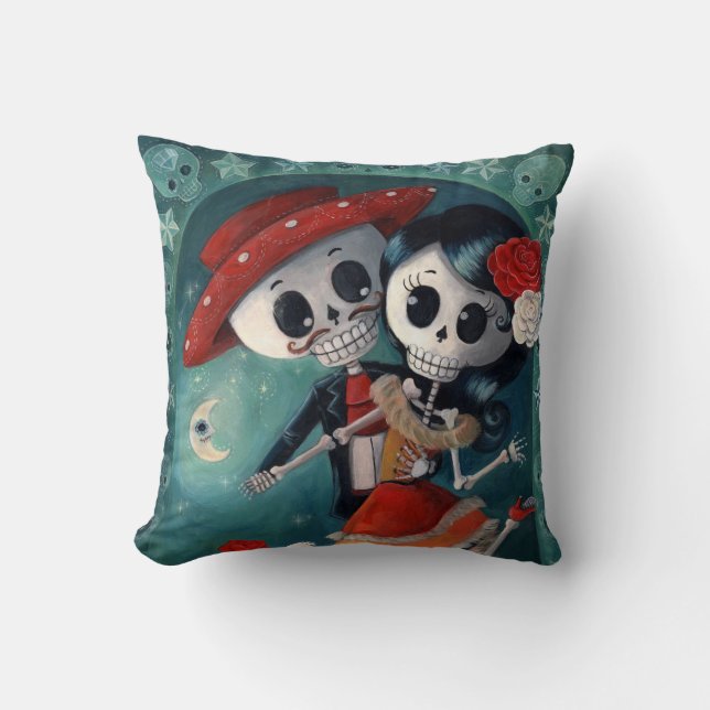 The Day of The Dead Skeleton Lovers Cushion (Front)