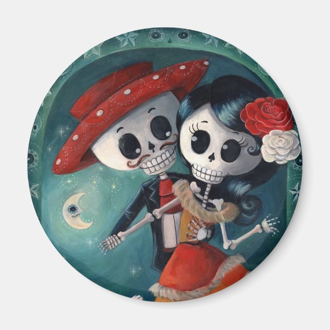 The Day of The Dead Skeleton Lovers Magnet (Front)