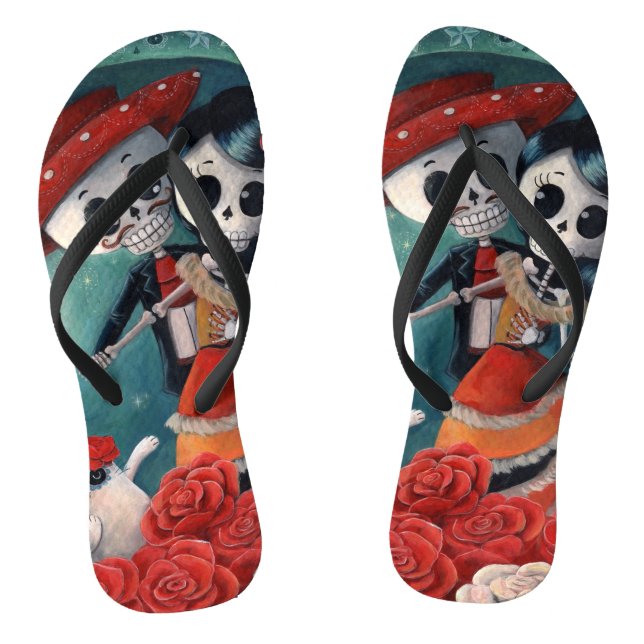 The Day of The Dead Skeleton Lovers Thongs (Footbed)