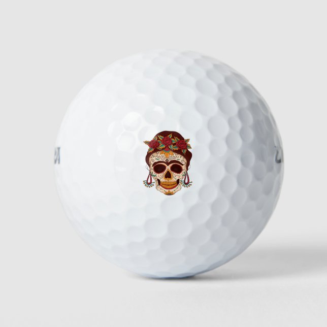 The Day of the Dead Sugar Skull Woman Gift Golf Balls (Front)