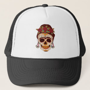 The Day of the Dead Sugar Skull Woman Gift Trucker Hat