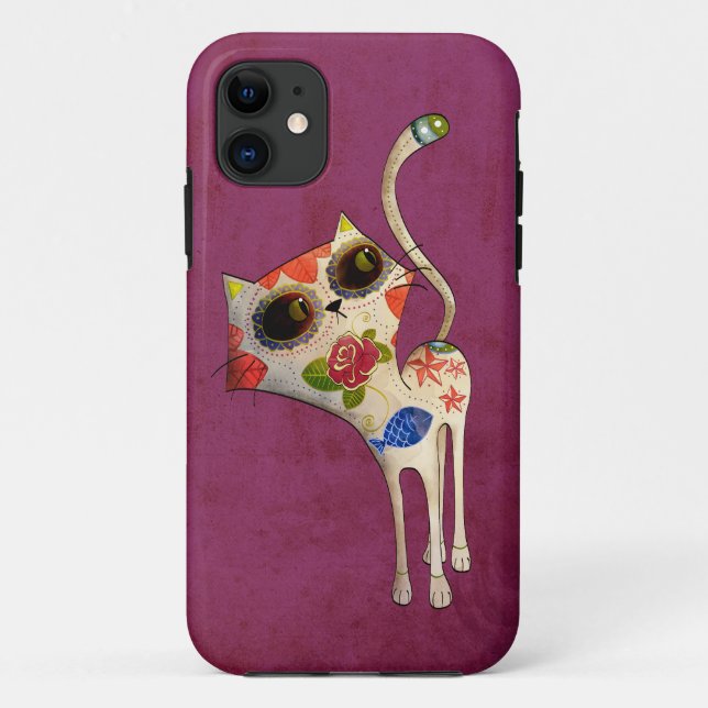 The Day of The Dead White Cute Cat Case-Mate iPhone Case (Back)