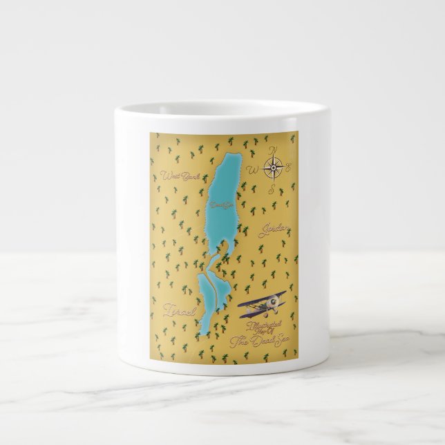 The Dead Sea vintage map Large Coffee Mug (Front)