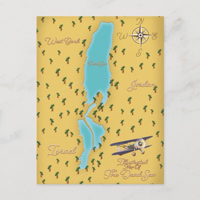 The Dead Sea vintage map Postcard (Front)