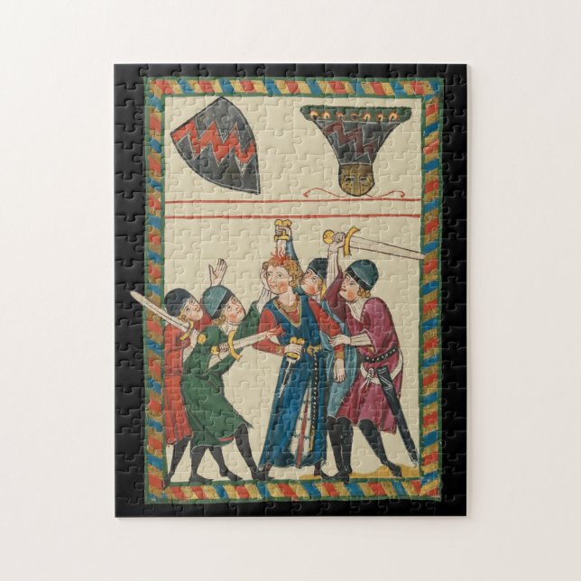 The Death Of Reinmar von Brennenberg Mediaeval Art Jigsaw Puzzle (Vertical)